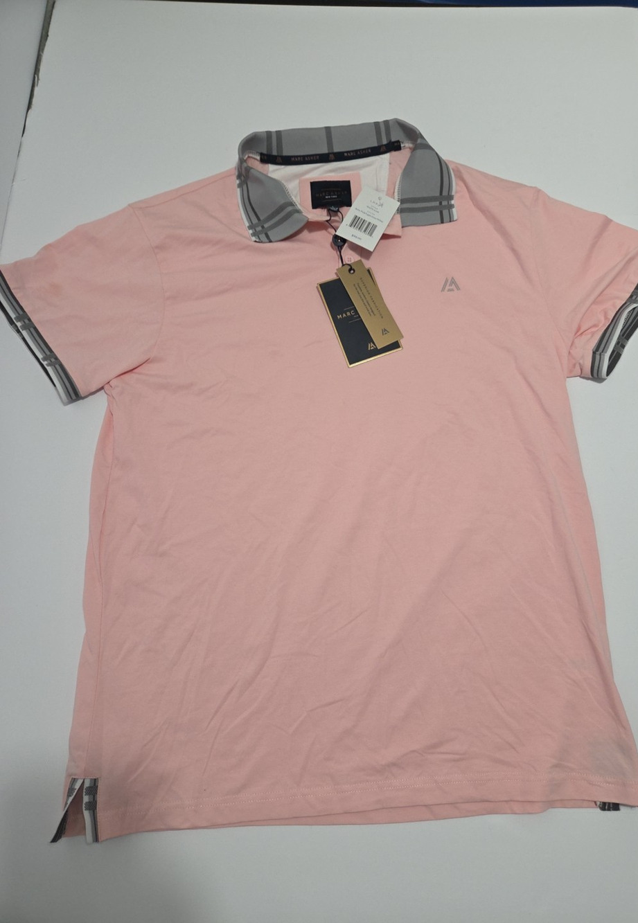 Marc Asher Pink Polo Shirt Short Sleeve Men’s Size L NWT Discoloration
